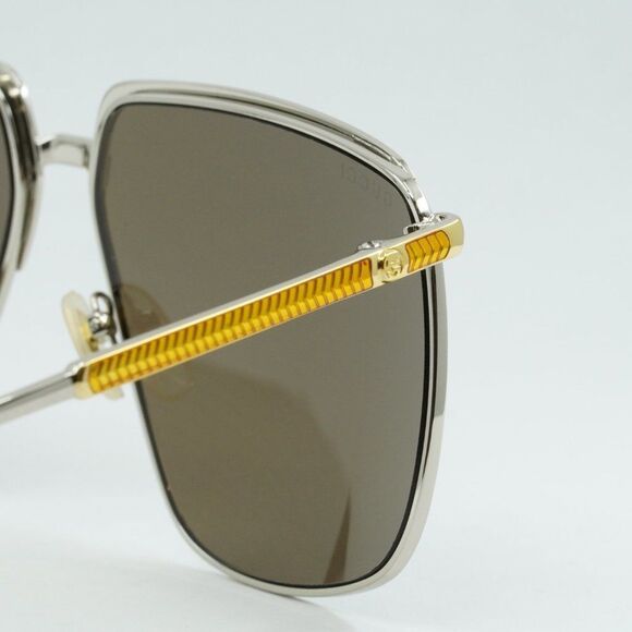 💯 NEW GUCCI GG0365S 002 GOLD BROWN UNISEX SUNGLASSES - Picture 9 of 12